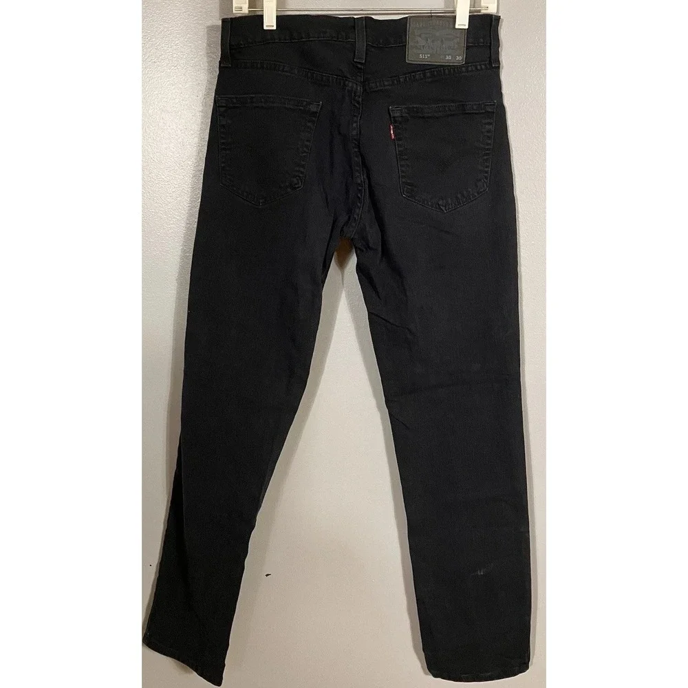Levis 511 Slim Fit Jeans Men's 30x30 Black Excellent Waterless Denim 04511-4406